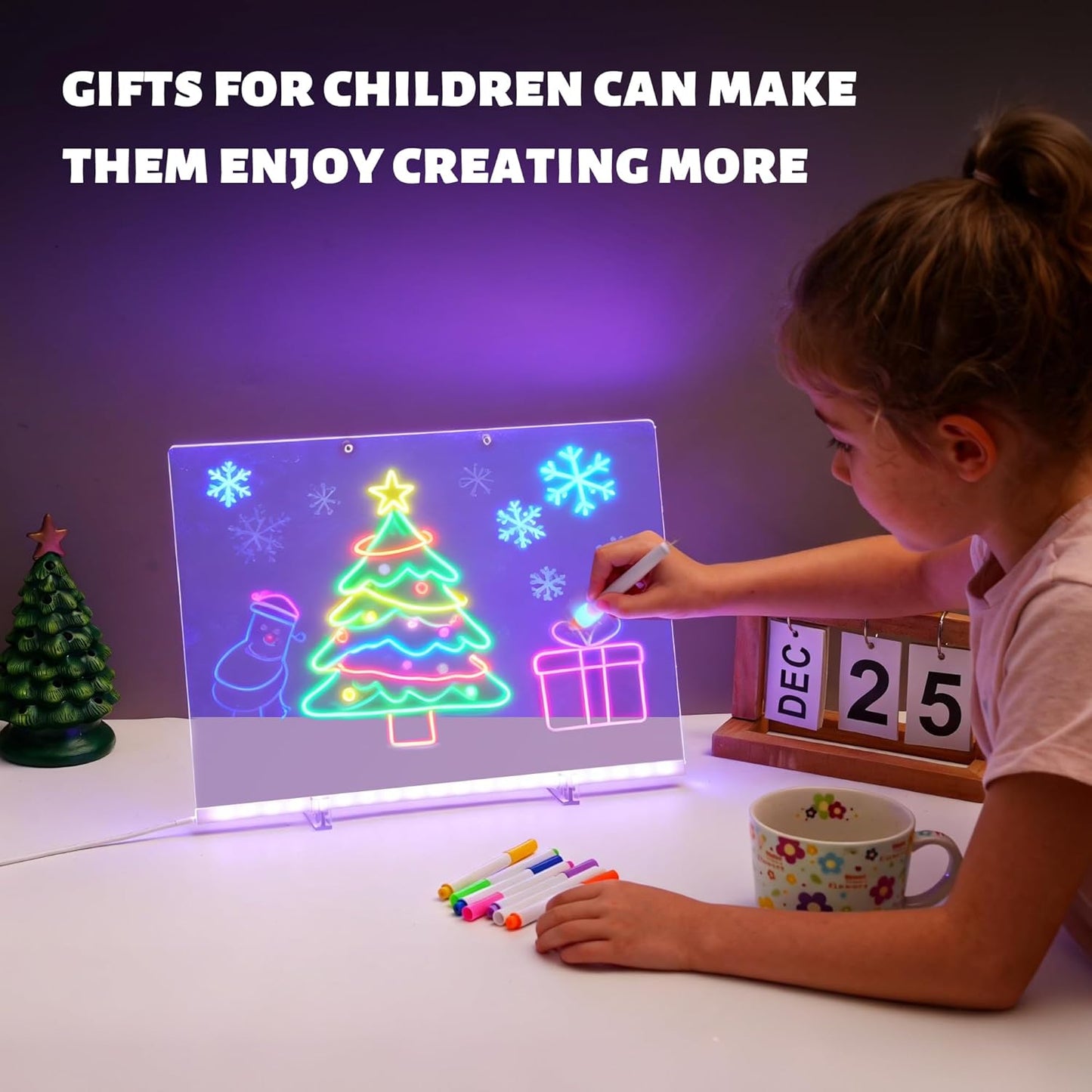 Led Light Up Drawing Board with 7 Colors,30x20cm''Led Note