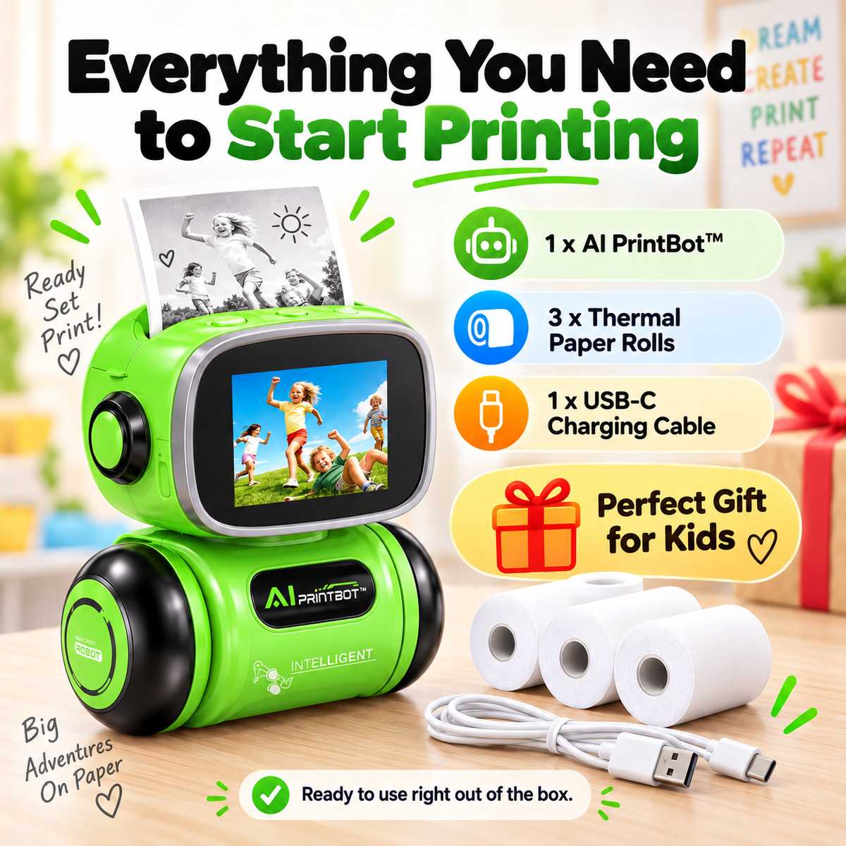 AI PrintBot™ – Kids Creative Printing Robot