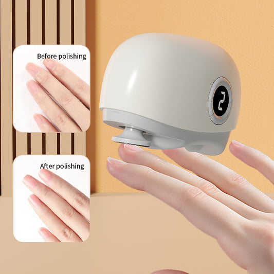 Portable nail polisher showing before and after use on nails with a neutral background. - Lebanon