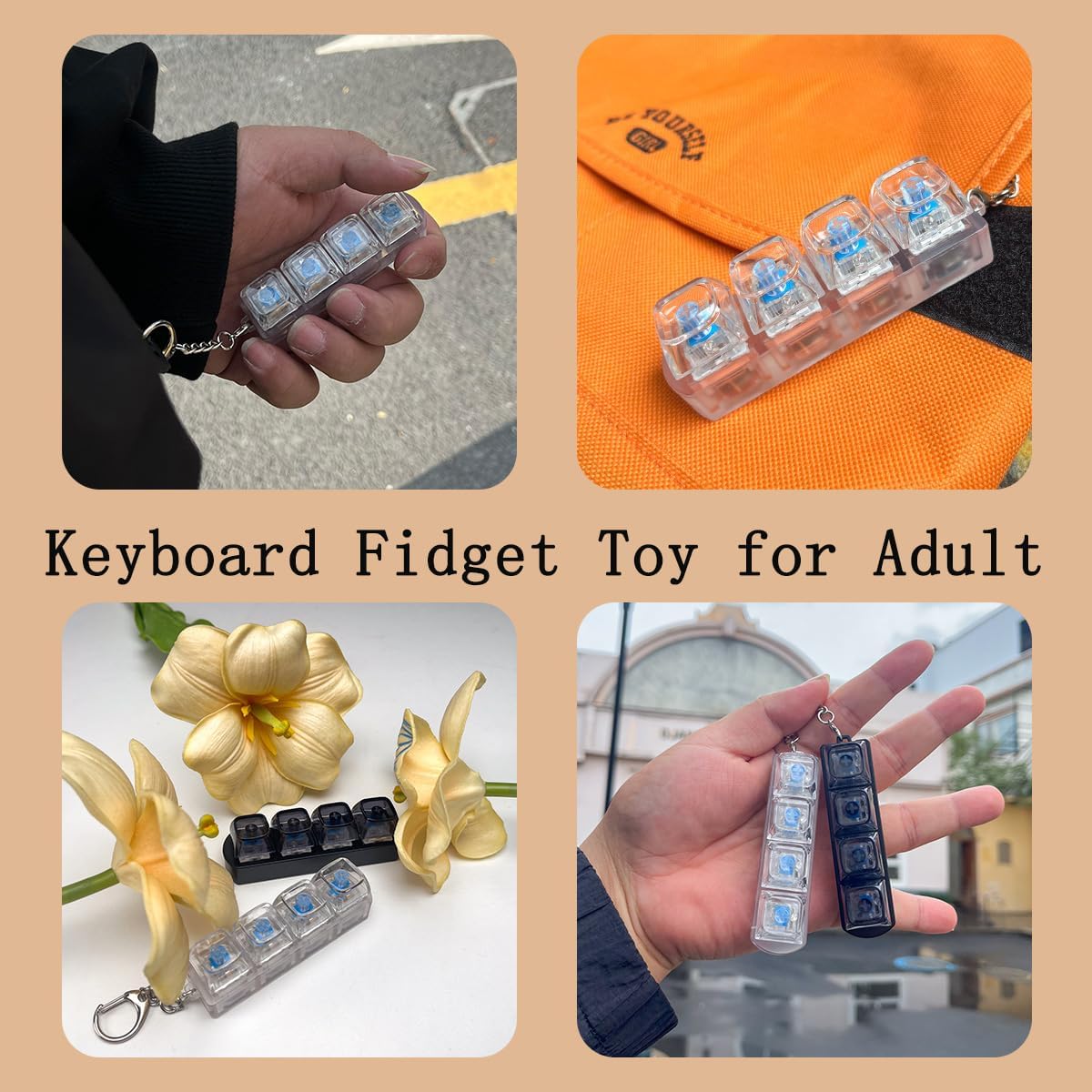 Light-Up Fidget Keyboard Keychain